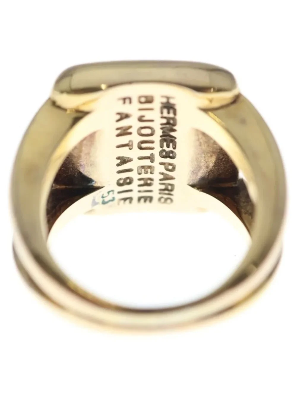 Hermes Bijouterie Fantaisie Corozo Ring Gold